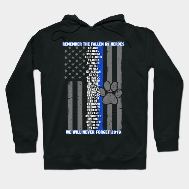 2019 Police K9 Memorial - Thin Blue Line Family Hoodie by bluelinemotivation